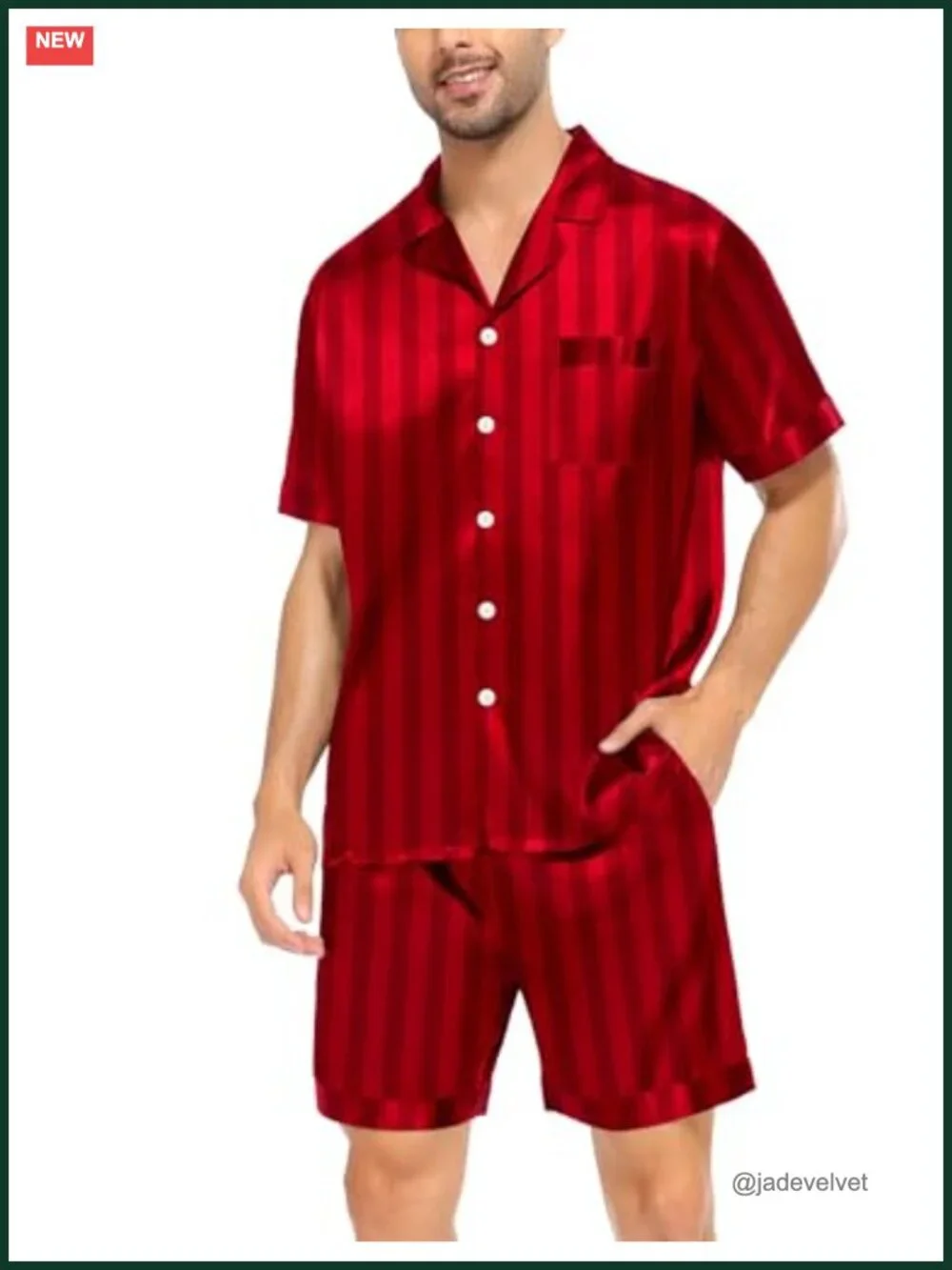 Satin Matching Pajamas Set Short Sleeve Silk Button Down Sleepwear 2 Pieces